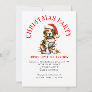 Beagle Hund Retro Watercolor jul Inbjudningar