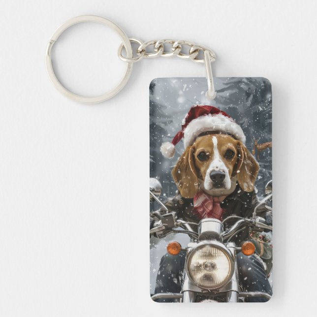 Beagle Hund Ridande Motorcykel Jul (Framsidan)