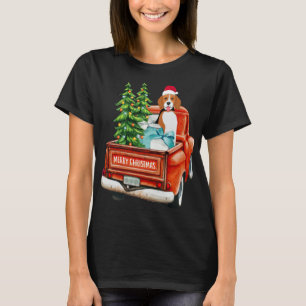 Beagle Hund Riding Red Lastbil jul T Shirt