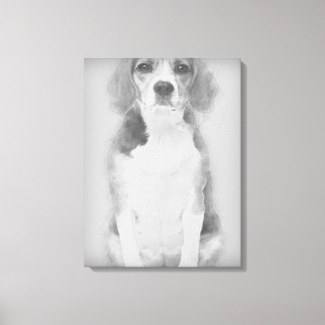 Beagle-Hund ritas med en penna Canvastryck (Framsida)