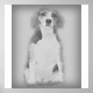 Beagle-Hund ritas med en penna Poster