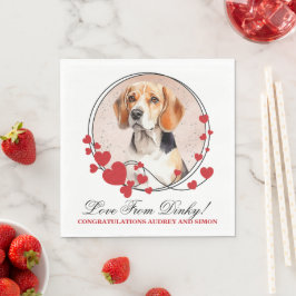 Beagle Hund Röda Hjärtformade Ram Hund Foto Pappersservett
