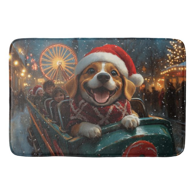 Beagle Hund Rulltrappa Jul Badrumsmatta (Framsidan)