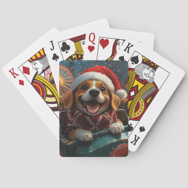 Beagle Hund Rulltrappa Jul Casinokort (Baksidan)