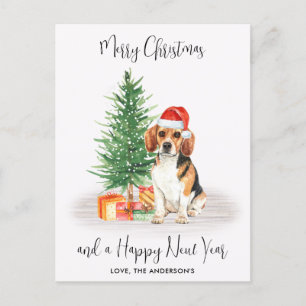 Beagle Hund Santa Festive Träd God jul Helg Vykort