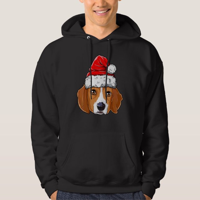 Beagle-Hund Santa Hat Julafton Boys Kids Girl Hoodie (Framsida)