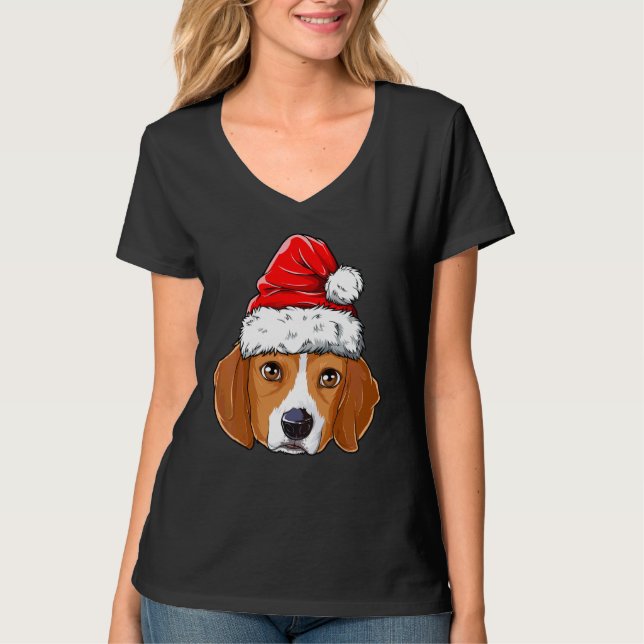 Beagle-Hund Santa Hat Julafton Boys Kids Girl T Shirt (Framsida)