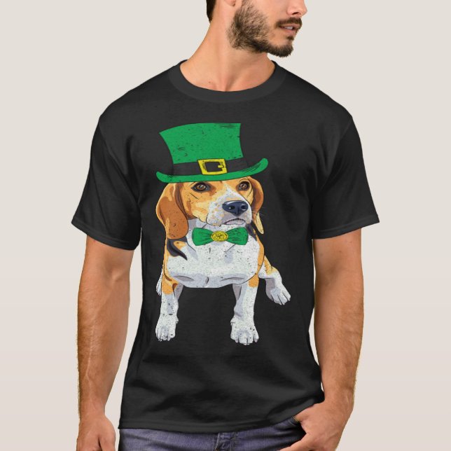 Beagle Hund Shamrock St Patrick s Dag Saint Paddy  T Shirt (Framsida)