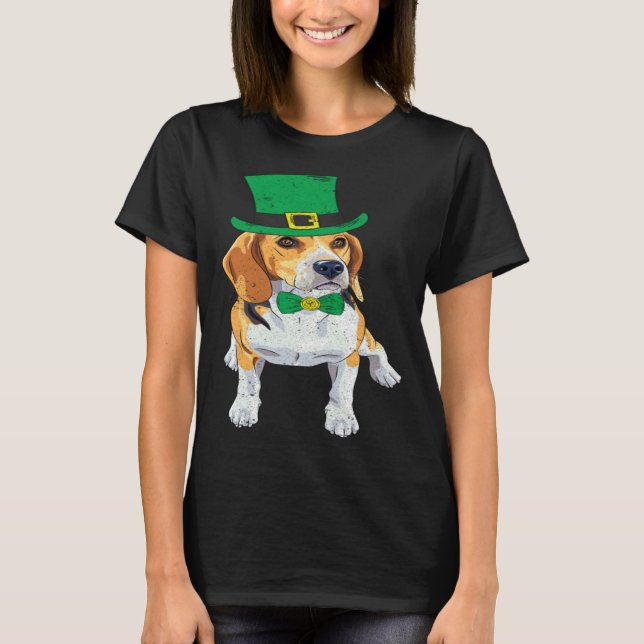 Beagle Hund Shamrock St Patrick s Dag Saint Paddy  T Shirt (Framsida)