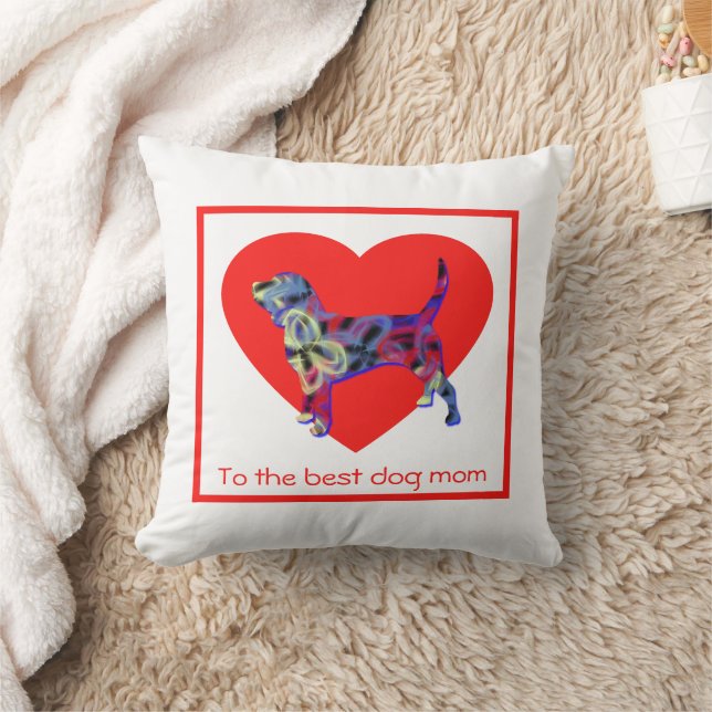 Beagle Hund Silhouette Red Heart Mor's Day Kudde (Filt)
