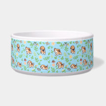Beagle Hund Skål Vår Blommig Kawaii Husdjur Design