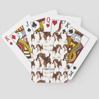 Beagle hund sömlös mönster Anpassat namn Casinokort