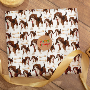 Beagle hund sömlös mönster-förpackning papper presentpapper