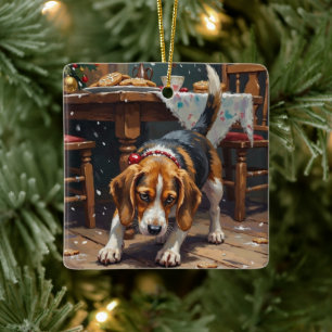 Beagle Hund Spårar Pepparkakor Jul Kul Konst Julgransprydnad Keramik
