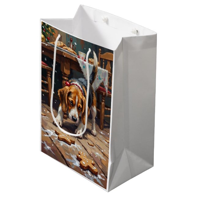 Beagle Hund Spårar Pepparkaks Jul Kul Konst (Framsidan Vinklad)
