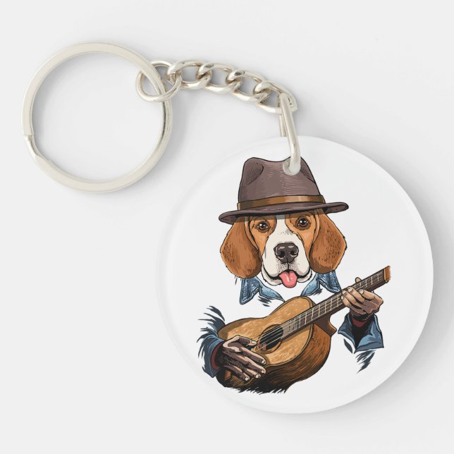 Beagle Hund Spela Guitar/ Funny Beagle (Framsidan)