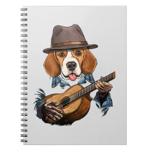 Beagle Hund Spela Guitar/ Funny Beagle Anteckningsbok