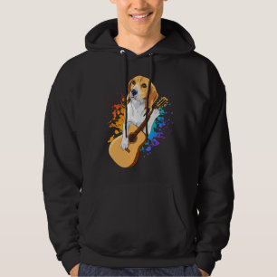 Beagle Hund spelar akustiskt Guitar Manar Hoodie