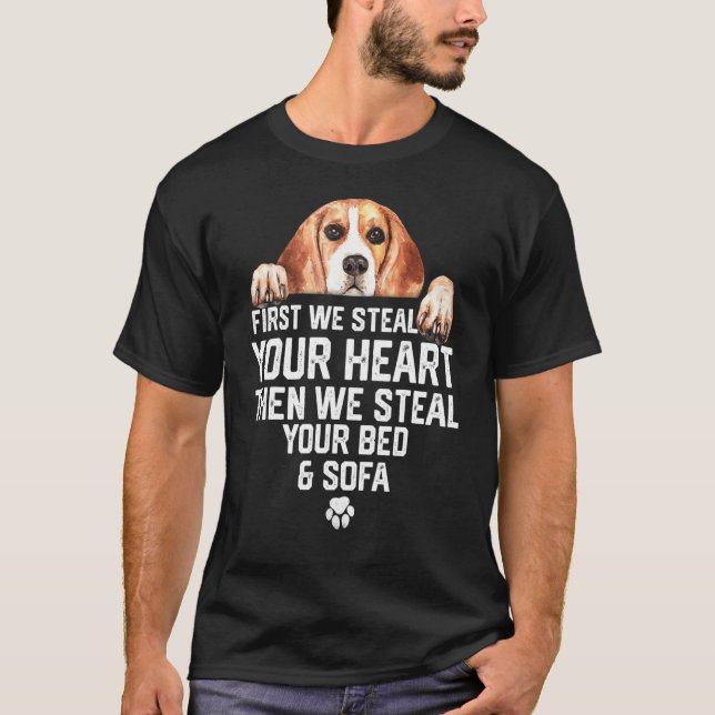 Beagle hund Steal ditt hjärta Steal ditt ben och d T Shirt (Framsida)
