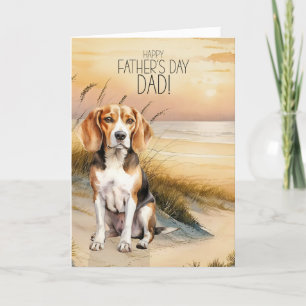Beagle Hund Sunset Beach Fars dag Helgkort