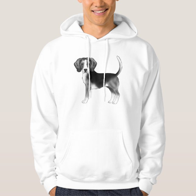 Beagle Hund Teckning i svartvitt Hoodie (Framsida)