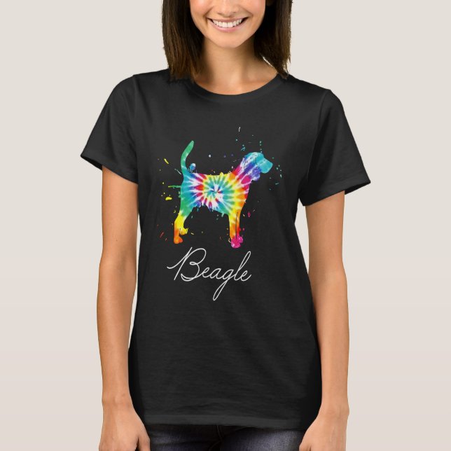 Beagle Hund Tie Dye Rainbow Hund Kärlek r T Shirt (Framsida)