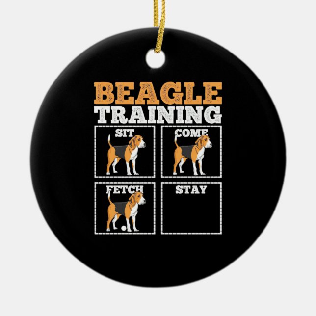 Beagle Hund Training Hund Julgransprydnad Keramik (Framsidan)