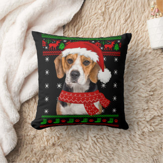 Beagle Hund Ugly Sweater jul Puppy Hund älskare Kudde