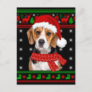 Beagle Hund Ugly Sweater jul Puppy Hund älskare Vykort