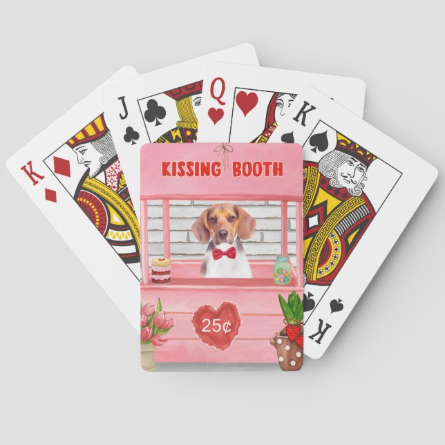 Beagle Hund Valentine Day Kissing Booth Casinokort (Baksidan)