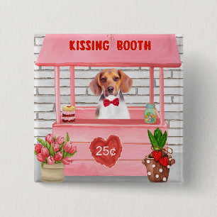 Beagle Hund Valentine Day Kissing Booth Knapp