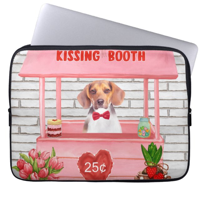 Beagle Hund Valentine Day Kissing Booth Laptop Fodral (Framsidan)