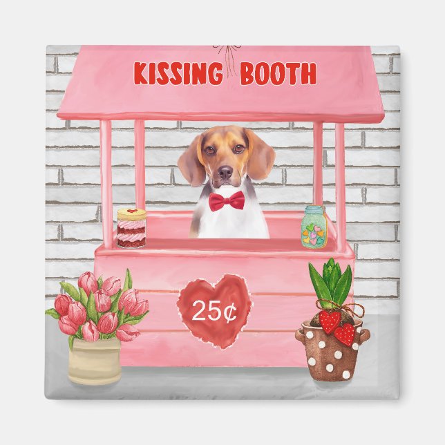 Beagle Hund Valentine Day Kissing Booth Magnet (Framsidan)