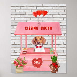Beagle Hund Valentine Day Kissing Booth Poster