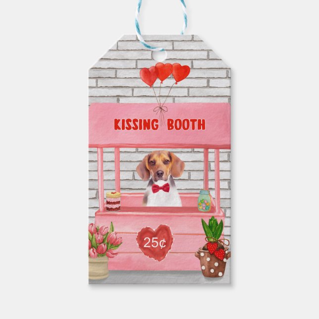 Beagle Hund Valentine Day Kissing Booth Presentetikett (Framsidan)