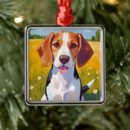 Beagle Hund Vattenfärg Husdjur Målning Julgransprydnad Metall