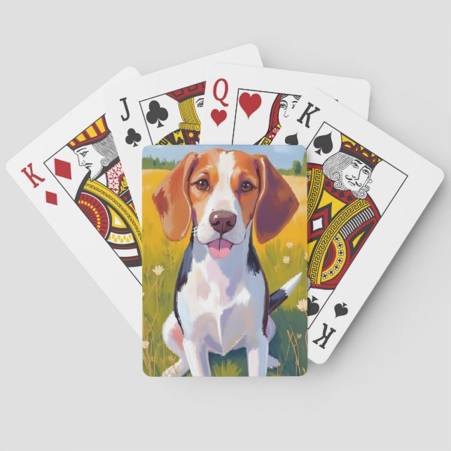 Beagle | Hund Vattenfärg Husdjursmålning Casinokort (Baksidan)