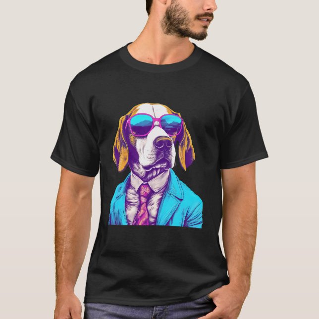 Beagle Hund Vintage Stil T Shirt (Framsida)