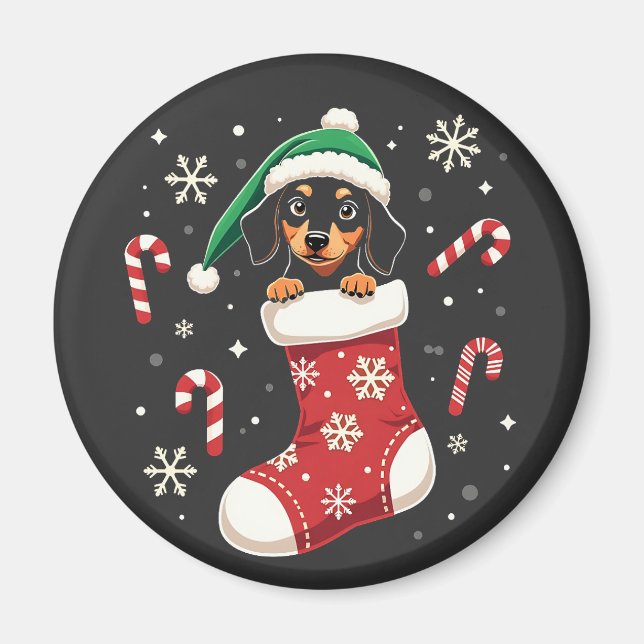 Beagle Hund Wearing Santa Hat jul Älskare Magnet (Framsidan)