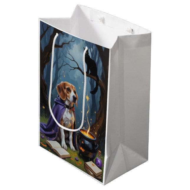 Beagle Hund Whimsical Halloween-målning (Framsidan Vinklad)