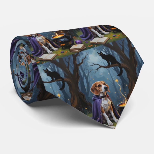 Beagle Hund Whimsical Halloween-målning Slips (Rullad)