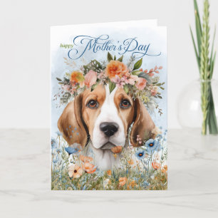 Beagle Hund WildblomMors dag Helgkort