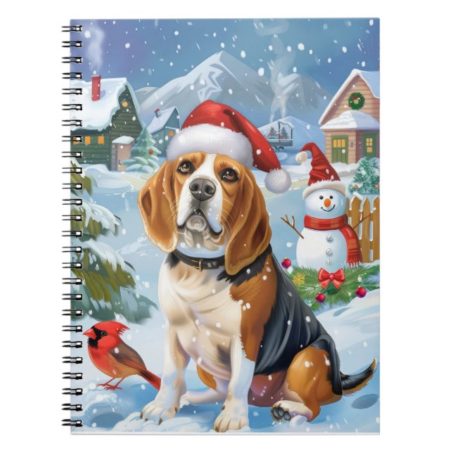 Beagle Hund Winter Wonderland jul Joy Anteckningsbok (Framsidan)