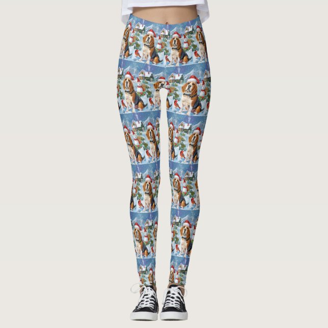 Beagle Hund Winter Wonderland jul Joy Leggings (Framsida)