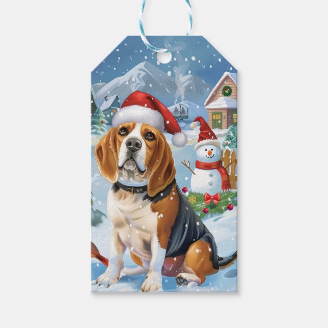 Beagle Hund Winter Wonderland jul Joy Presentetikett (Framsidan)