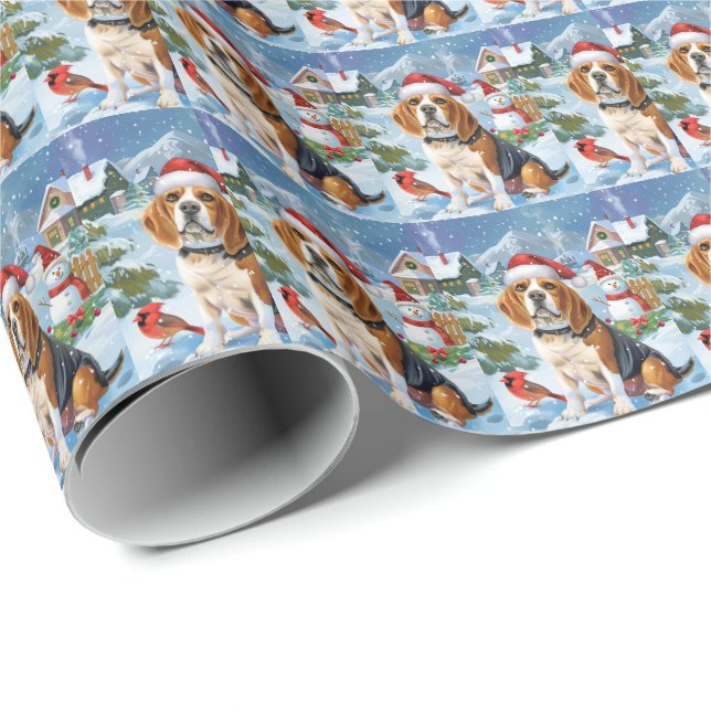 Beagle Hund Winter Wonderland jul Joy Presentpapper (Rullad Hörn)