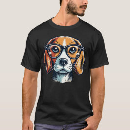 Beagle Hund with Glass Pop Art Stil T Shirt