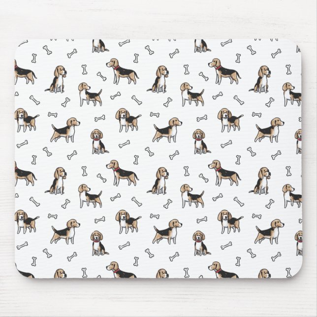 Beagle hundar mönster musmatta (Framsidan)