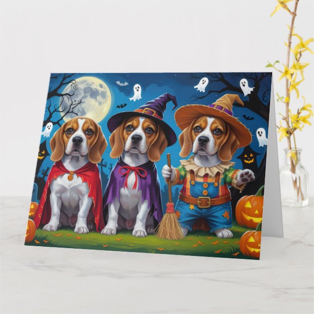 Beagle Hundar Pumpkin Halloween Funny Kort (Gul blomma)