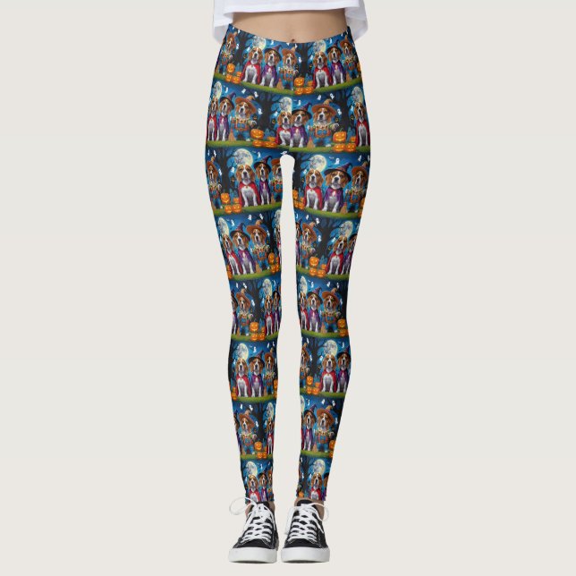 Beagle Hundar Pumpkin Halloween Funny Leggings (Framsida)